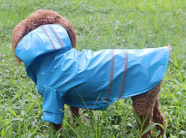 Блакитний дощовик RESTEQ для собаки, розмір L. Непромокальний дощовик блакитного кольору для собак. Дощовик для свійських тварин