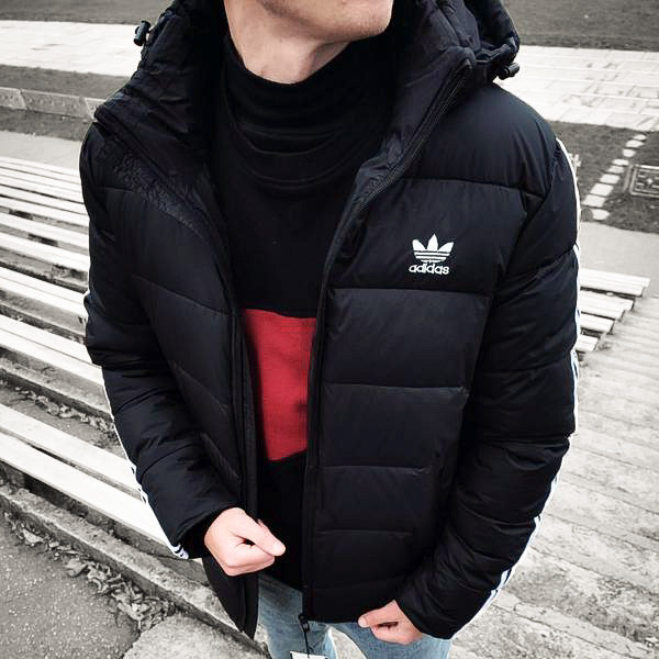 Чоловіча зимова куртка Adidas Зимовий чоловічий пуховик Адідас чорна