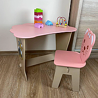 Детский столик Облачко со стульчиком (Розовый) Зайчик