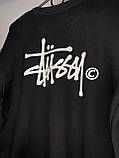 Хайповий чорний світшот Stussy, Теплий світшот із друком Cтусі від виробника, Світшот унісекс Stussy, фото 2