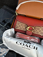 Сумка Coach Tabby Red Beige Shoulder Bag In Signature Canvas