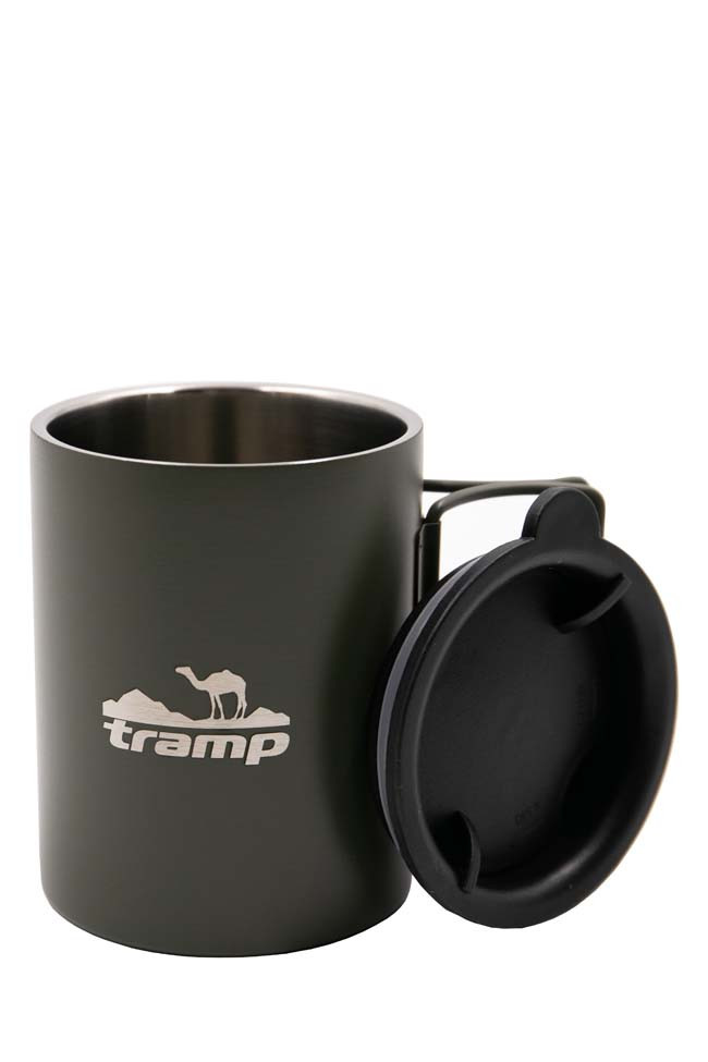 Термокружка со складными ручками Tramp 400 мл с крышкой олива UTRC-137-olive