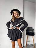 Жіноча чорна сукня з воланами, фото 3