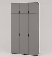Современный небольшой распашной шкаф 3д 150 см для одежды в спальню с антресоллю под потолок Сан Марино Графит серый высотой 240 см