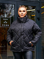 Осенняя женская стеганная куртка большого размера