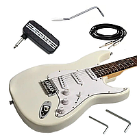 Набір електрогітара J8 ST HMG 101 (White) + Міні-підсилювач для гри в навушниках Joyo JA-03 Lead