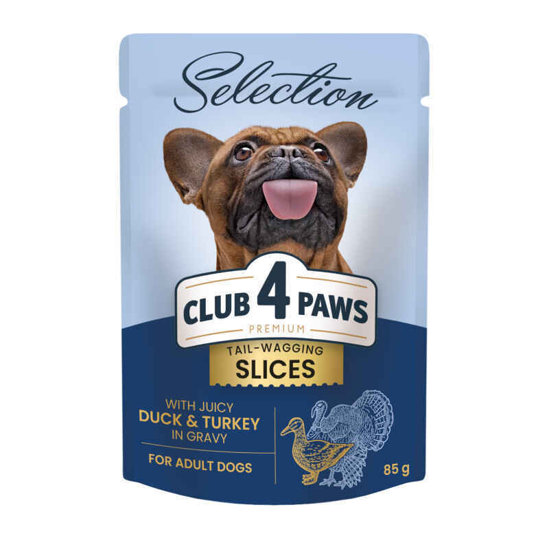 Клуб 4 лапи вологий корм з качкою та індичкою в соусі для собак малих порід 85г, блок 12шт