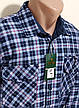 Сорочка чоловіча фліс тепла Hetai vd-0075 синя класична в клітку, чоловічі сорочки на флісі теплі XL, фото 7