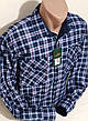 Сорочка чоловіча фліс тепла Hetai vd-0075 синя класична в клітку, чоловічі сорочки на флісі теплі XL, фото 8