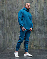 Зимовий чоловічий спортивний костюм на флісі бірюзовий