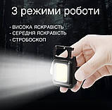 Ліхтарик кишеньковий з магнітом та карабіном водонепроникний акумуляторний 500 mAh, фото 8