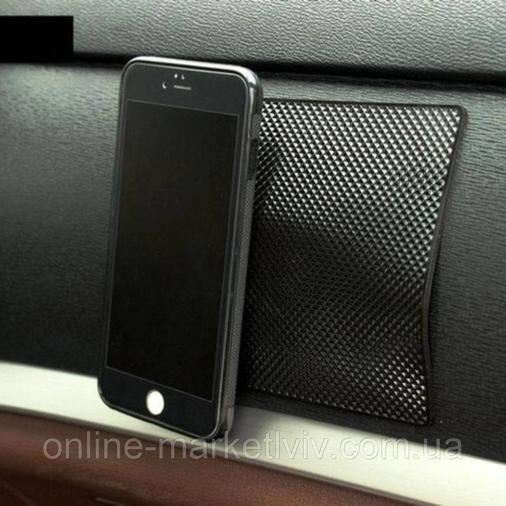 Антиковзний килимок на торпеду для телефону 14х8,5см / Тримач телефону / Килимок на автомобільну панель, фото 1