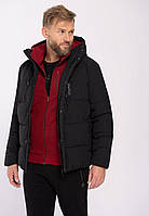 Мужская куртка зимняя - пуховик короткий с капюшоном, черный Volcano XXL