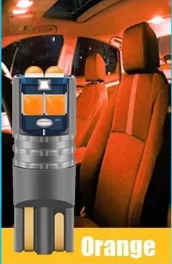 Помаранчевий Жовтий T10 W5W з обманкою LED 6 SMD світлодіодна автолампа безцокольна 12В