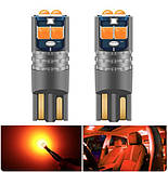 Помаранчевий Жовтий T10 W5W з обманкою LED 6 SMD світлодіодна автолампа безцокольна 12В, фото 6