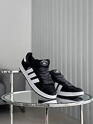 Жіночі кросівки Adidas Campus 00S Black/White (чорні з білим) універсальні осінні кеди AS035