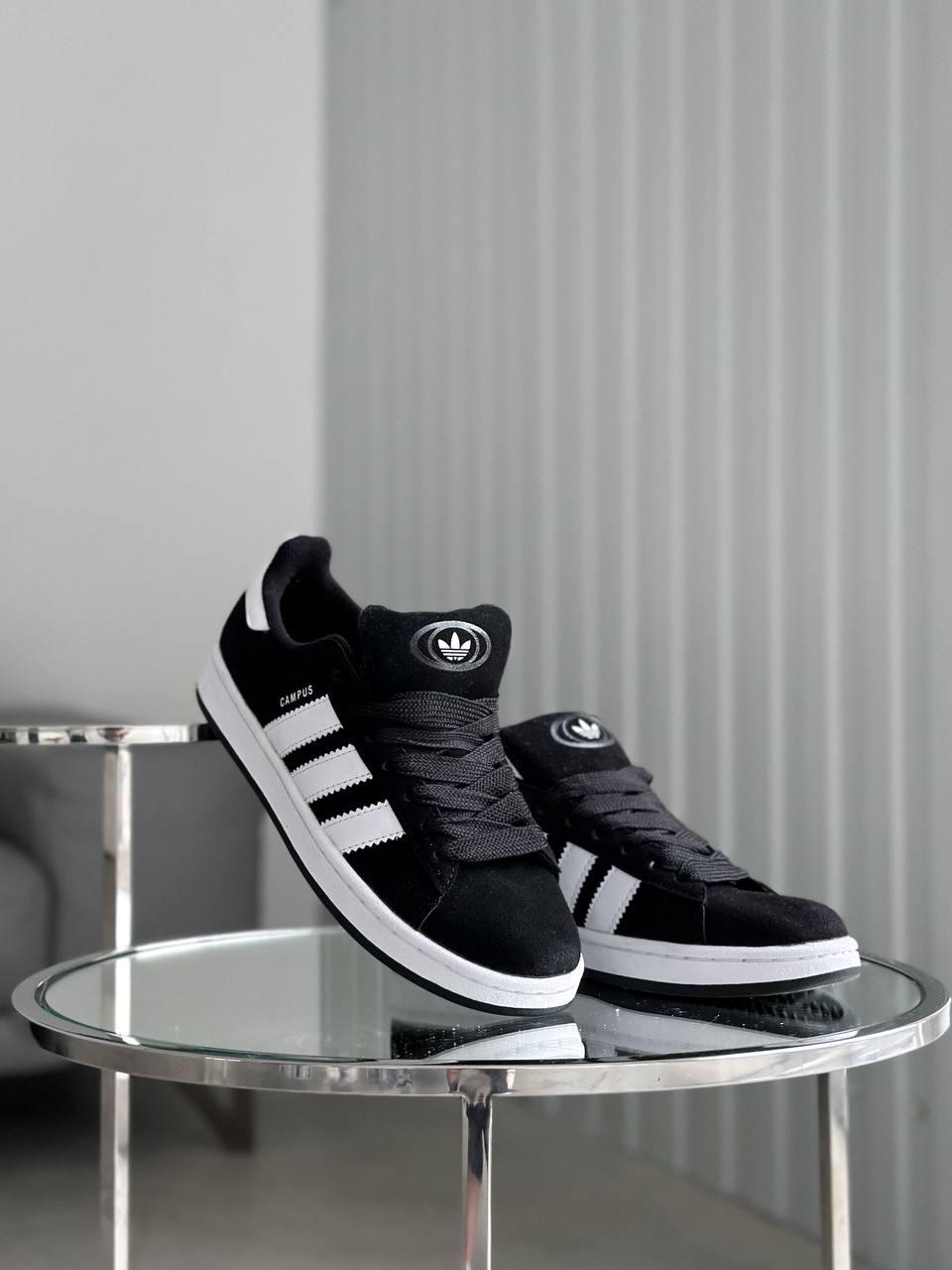 Жіночі кросівки Adidas Campus 00S Black/White (чорні з білим) універсальні осінні кеди AS035