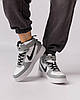 Кросівки чоловічі зимові Nike Air Force Найк Форс високі сірі шкіряні з хутром на липучці, фото 9