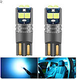 Блакитний Ice Blue T10 W5W обманка LED 6 SMD Автолампа світлодіодна безцокольна, фото 7