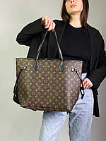 Женская стильная сумка Луи Виттон коричневая Louis Vuitton Neverfull Brown/Black