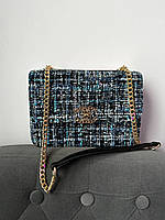 Женская стильная сумка Шанель синяя Chanel Blue Tweed