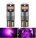 Фіолетовий Pink Purple T10 W5W обманка LED 6 SMD Автолампа світлодіодна безцокольна, фото 5