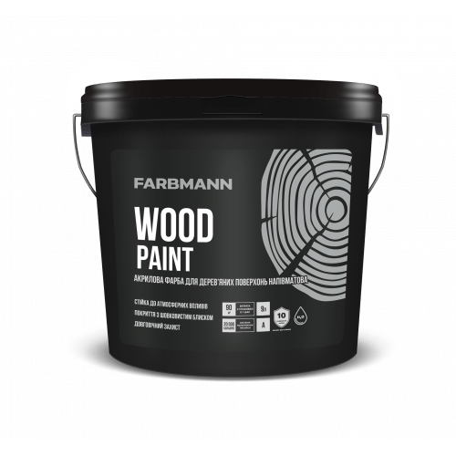 Фарба для зовнішніх дерев'яних поверхонь FARBMANN Wood Paint (ФАРБМЕН ВУД ПЕЙНТ) 0.9л (A), біла