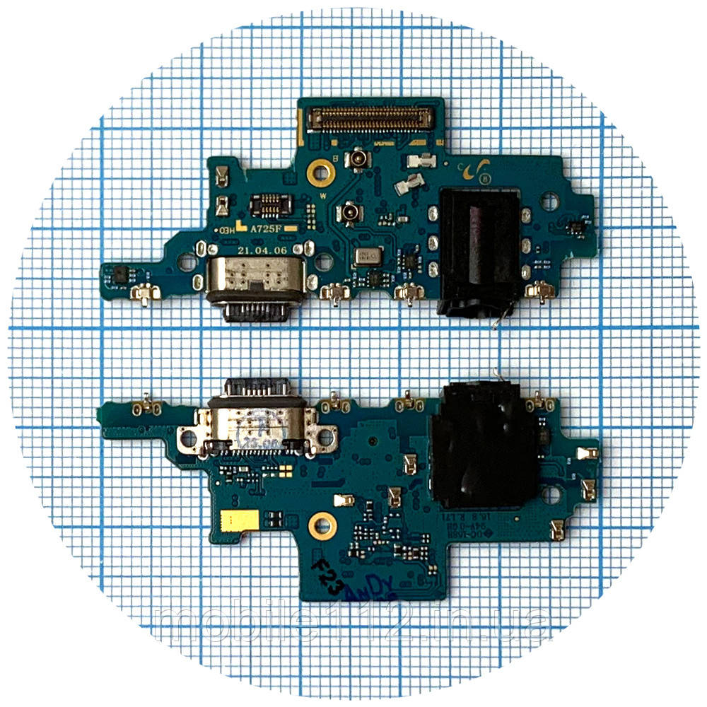 Шлейф Samsung Galaxy A72 A725F з роз'ємами зарядки та навушників - нижня плата (оригінал Китай), фото 1