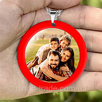 Підвіска на дзеркало в авто ароматизатор обідок червоний із Вашим фото та текстом круглої форми