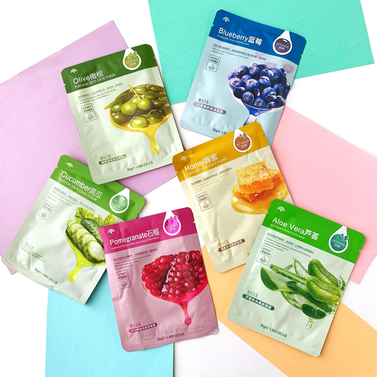 Набір тканинних масок для обличчя Natural ROREC OR HCHANA
