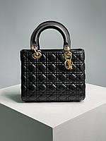 Женская стильная сумка Кристиан Диор черная Christian Dior D-Lite Big Black Leather