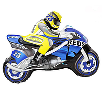Фольгована кулька фігура "Мотоцикліст" синя 66х53 см. в уп. (1шт.)