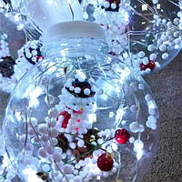 Новогодняя гирлянда "Шарик Снеговик" W-1 Copper Curtain Ball Lamp 200 LED Белый 3x1.5 метра