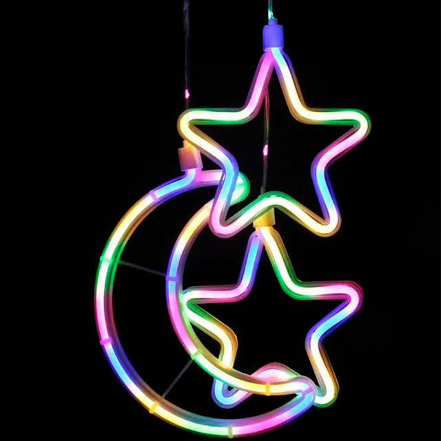 Гірлянда Xmas Copper Curtain 7259 9M-1 "Луна 5 Зірка 4" RGB 3x0.7 метра