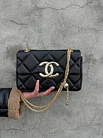 Женская стильная сумка Шанель черная Chanel Big Logo Black