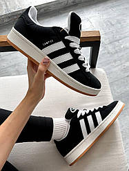 Жіночі кросівки Adidas Campus 00S Core Black (чорні з білим) молодіжні повсякденні кеди AS031