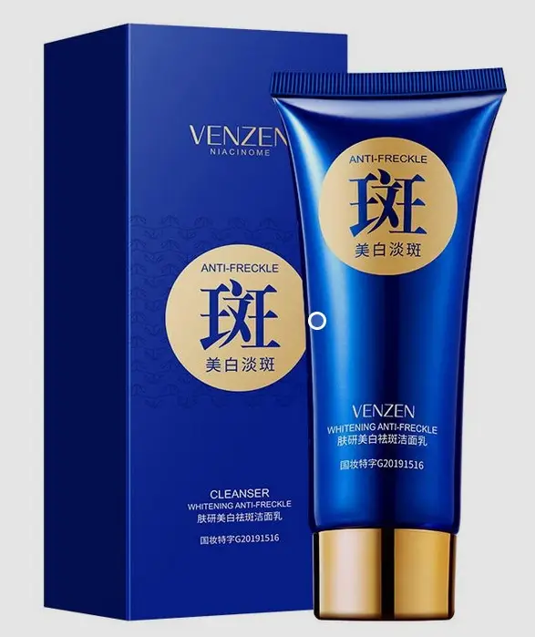 Пінка для вмивання освітлююча проти ластовиння і пігментних плям Venzen skin whitening freckle cleanser 100g