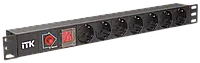ITK PDU 7 розеток C13 с LED выключателем и защитой от перенапряжения, вход C14, без шнура, ПВХ, черный