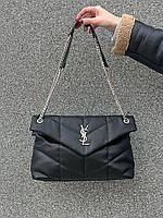 Женская стильная сумка Ив Сен Лоран черная Yves Saint Laurent Big Size Puffer Black
