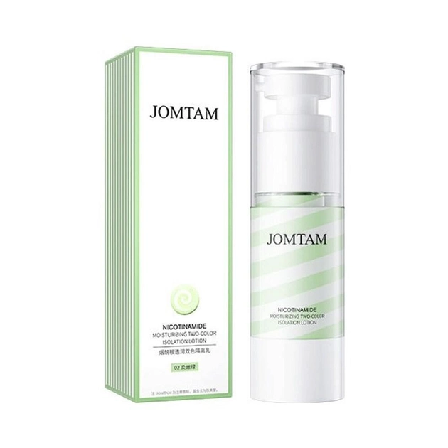 База під макіяж для обличчя двокольорова Jomtam Nicotinamide Moisturizing Two Color Isolation Lotion 35 мл Зелена