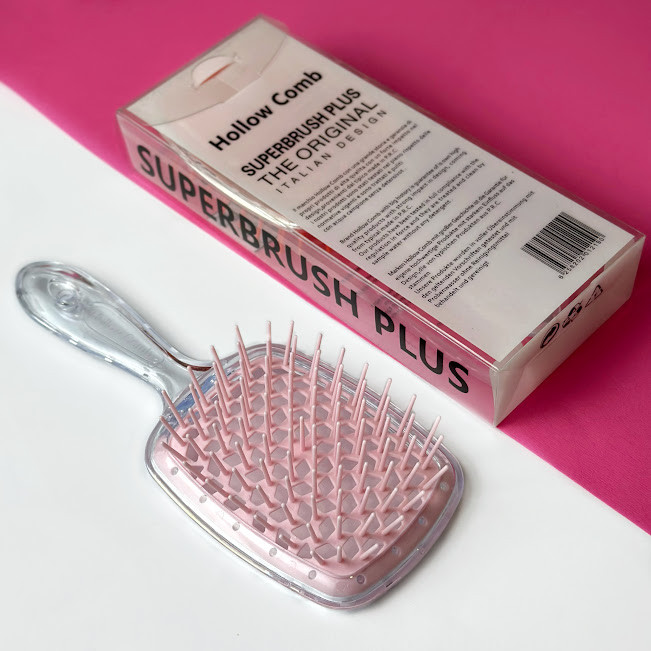 Гребінець для волосся Superbrush Plus Hollow Comb, прозорий/ пудра, фото 1