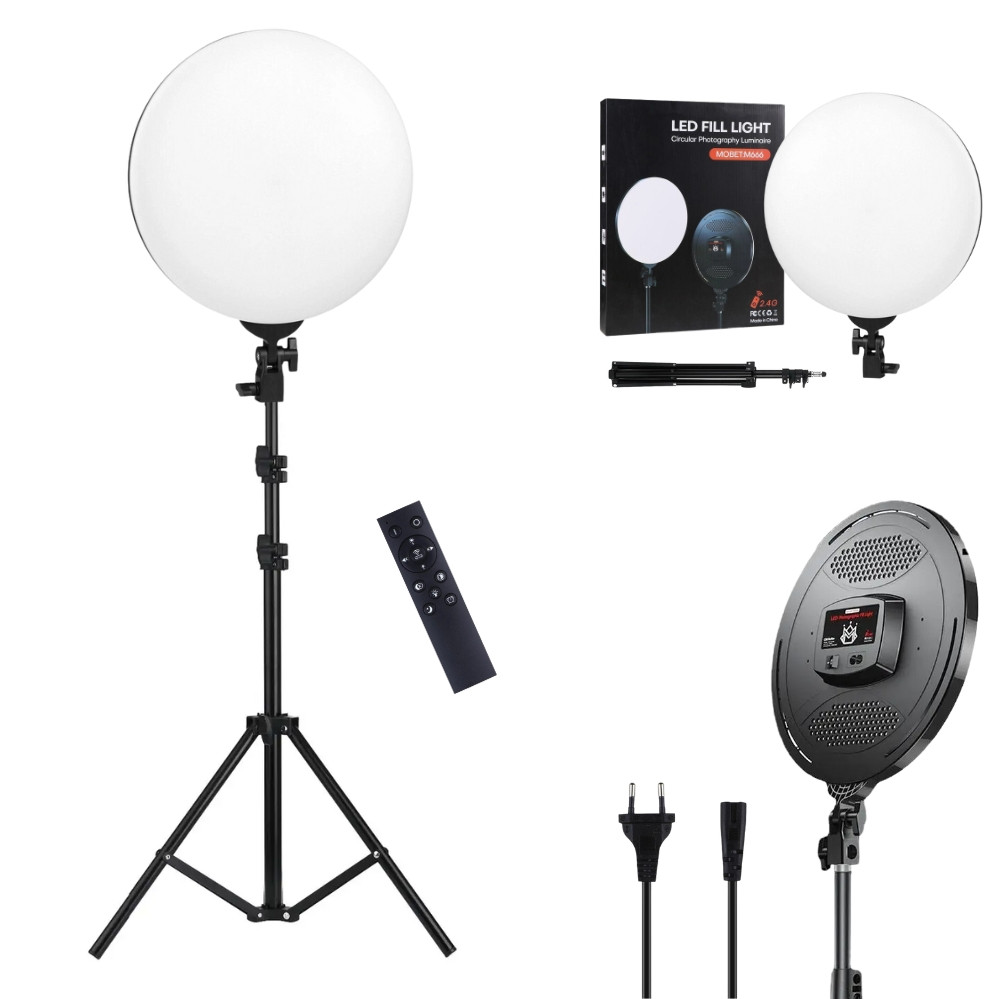 Кругла LED лампа 32 см з пультом та штативом 2м Fill Light Circular M666 світлодіодна для фото та відеозйомок, фото 1