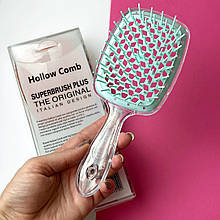 Гребінець для волосся Superbrush Plus Hollow Comb, прозорий/м'ятний