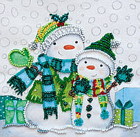 Набір для вишивання на натуральному художньому холсті Снігові друзі Абрис Арт AM220
