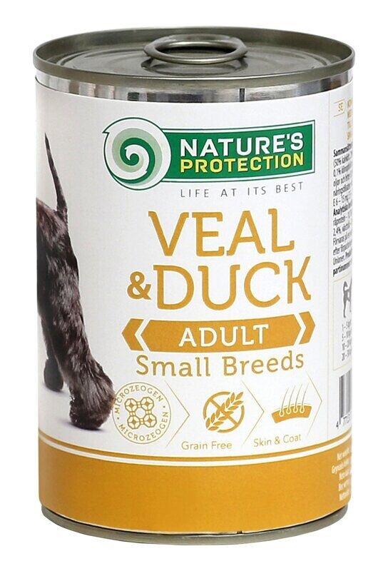 Вологий корм для собак малих порід телятина+качка Nature's Protection Adult small breed Veal & Duck 400г.-5 шт!