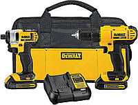 Аккумуляторная дрель и ударная дрель DEWALT 20V MAX, комбинированный комплект с 2 аккумуляторами. (DCK240C2)