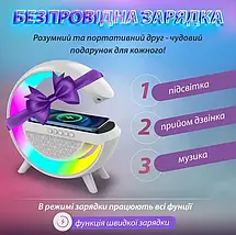 Настільна лампа та нічник RGB 3-in-1 HM-3130 Rainbow Light-Wireless Charger-Speaker з бездротовою зарядкою, фото 4