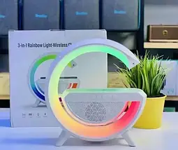 Настільна лампа та нічник RGB 3-in-1 HM-3130 Rainbow Light-Wireless Charger-Speaker з бездротовою зарядкою, фото 3