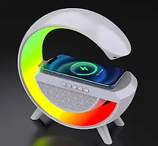 Настільна лампа та нічник RGB 3-in-1 HM-3130 Rainbow Light-Wireless Charger-Speaker з бездротовою зарядкою, фото 6