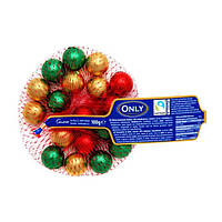 Шоколадные новогодние шарики (игрушки) в сетке Only, 100г (Австрия), новогодний подарок
